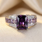 Silver Amethyst Channel Ring