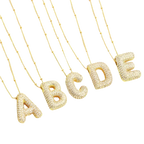 Bubble letter initial necklace set | Gold