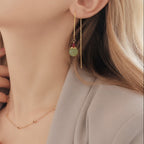 Jade Pearl Drop Gold Earrings