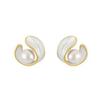 Luxury White Opal Earrings with Pearls in Gold
