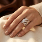 Silver and Gold Woven Band Ring