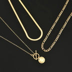 Savira Textured Coin Layered Necklace | Gold