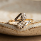Vintage Zirconia Wavy Gold Ring