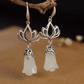 White Jade Magnolia Flower Earrings
