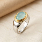 Silver and Gold Bezel Cabochon Ring
