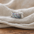 Vintage Layered Blue Stones Silver Ring