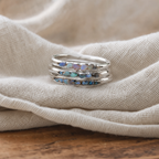Vintage Layered Blue Stones Silver Ring