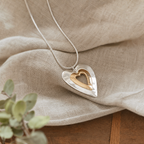 Vintage Silver & Gold Heart Pendant Necklace