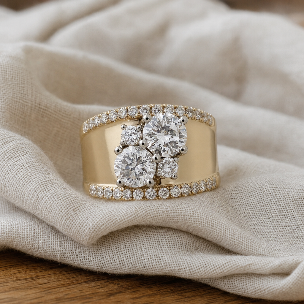 Vintage Double Zirconia Drop Ring