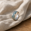 Turquoise Silvered Waves Ring