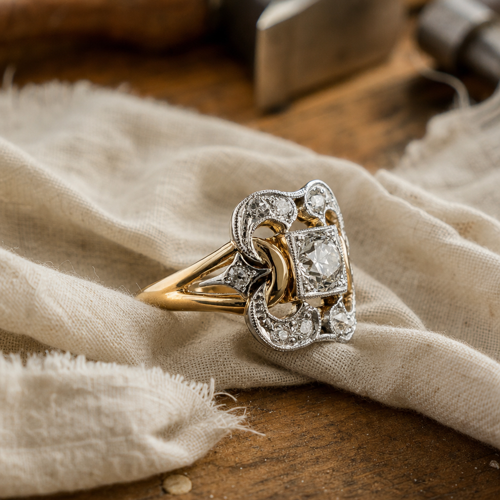 Vintage Zirconia Gold Ring