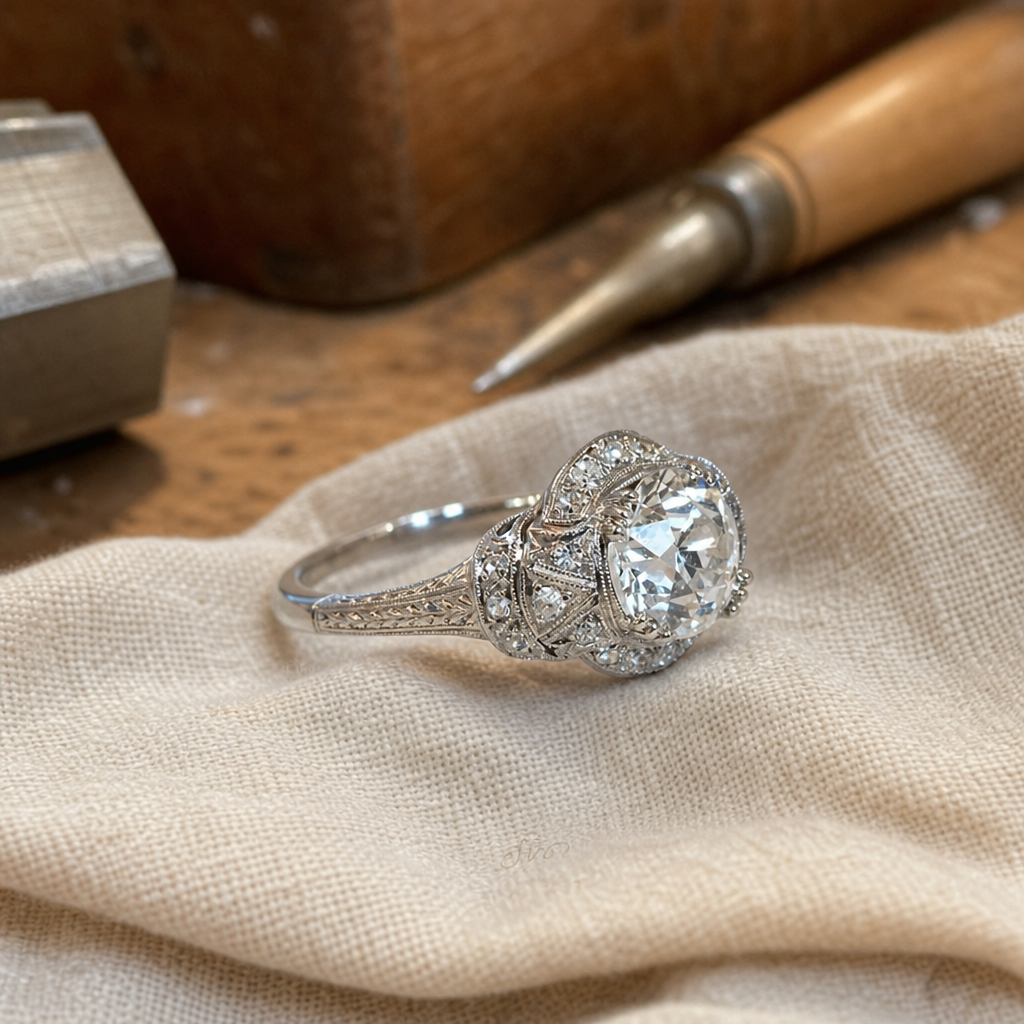 Vintage Crystalline Silver Ring