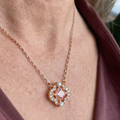 Morganite Crystal Flower Necklace | Rose Gold