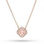 Morganite Crystal Flower Necklace | Rose Gold