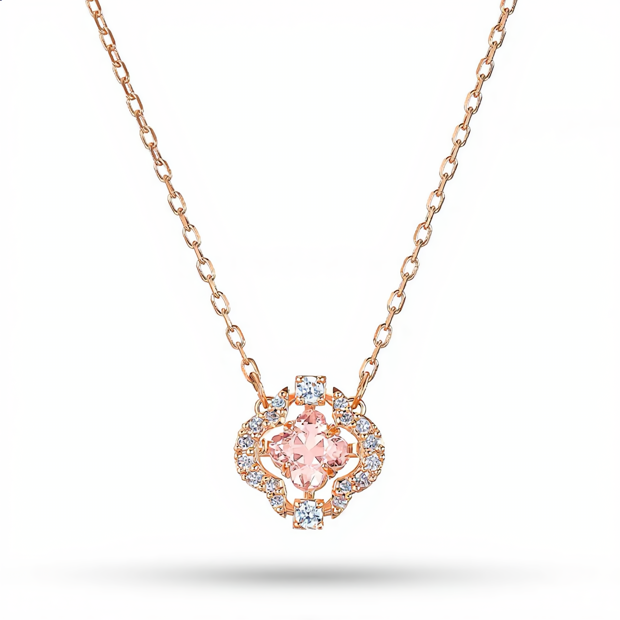Morganite Crystal Flower Necklace | Rose Gold