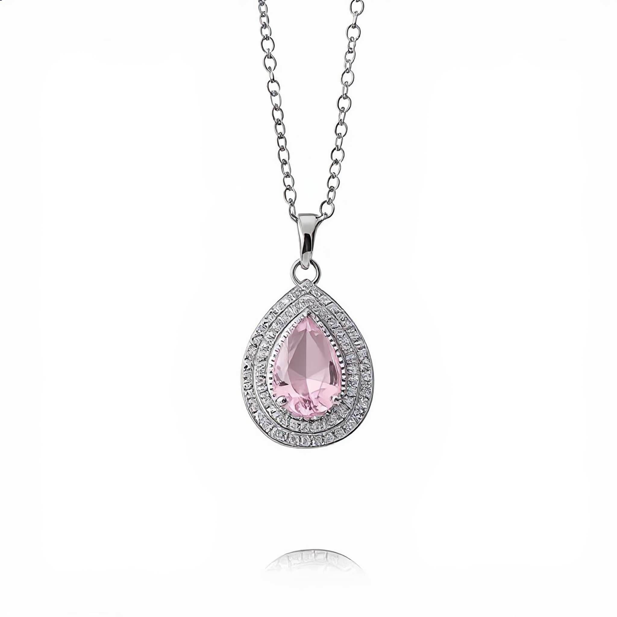 Morganite Gemstone Teardrop Necklace | Gold