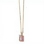 Minimalist Morganite Crystal Necklace | Gold