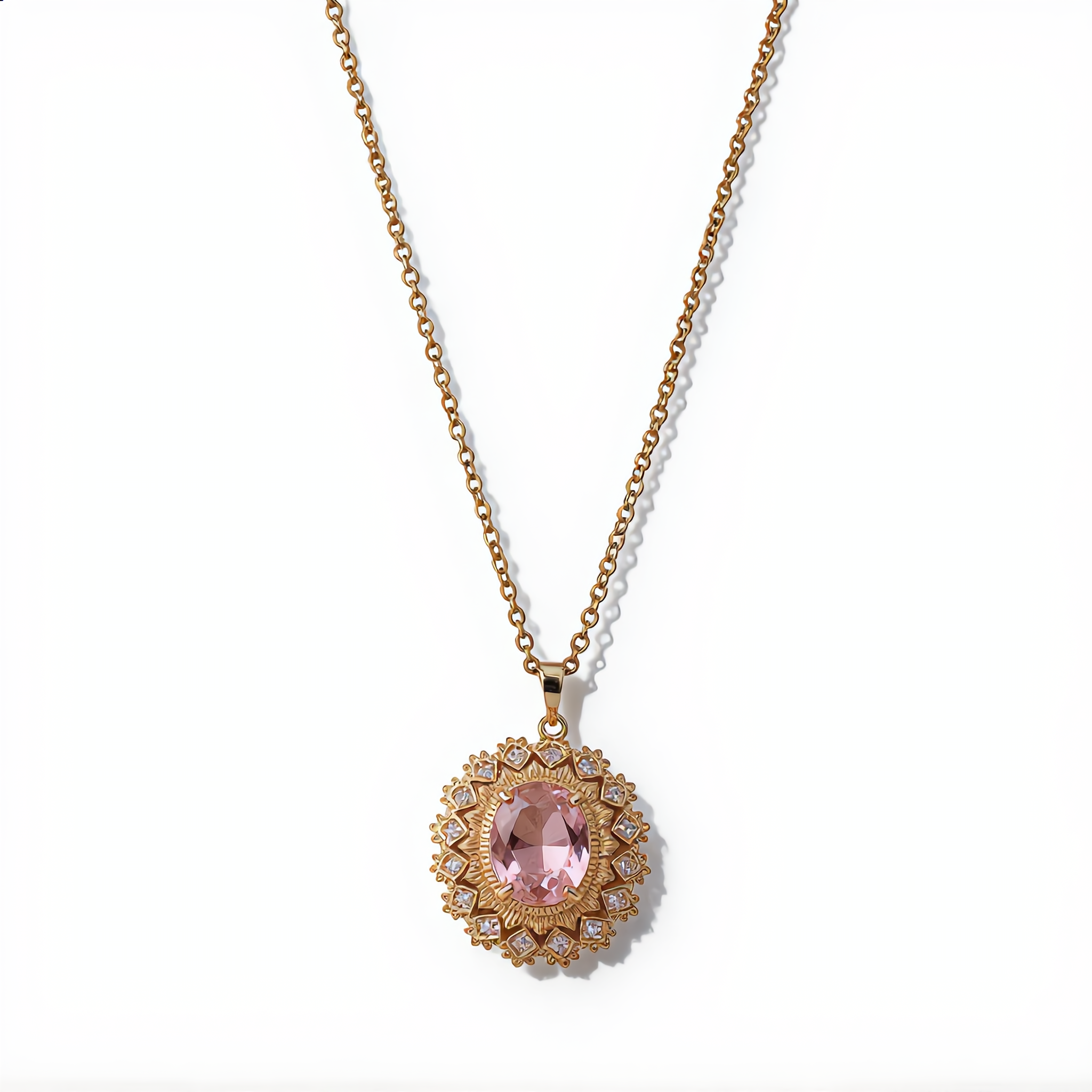 Golden Morganite Gemstone Necklace | Gold