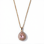 Morganite Gemstone Teardrop Necklace | Gold