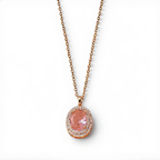 Morganite Gemstone Oval Necklace | Gold