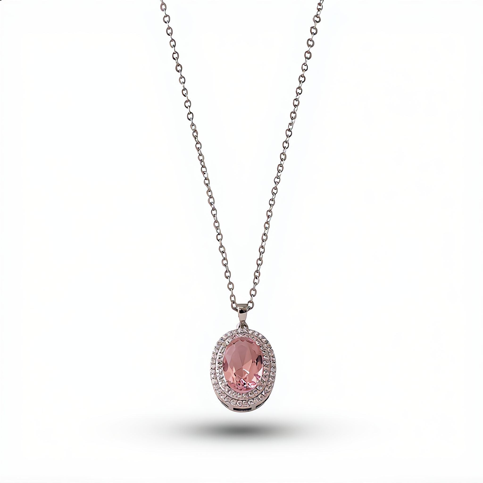 Morganite Gemstone Oval Necklace | Gold