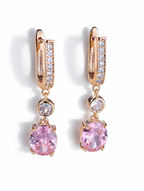 Delicate Morganite Crystal Earrings | Gold