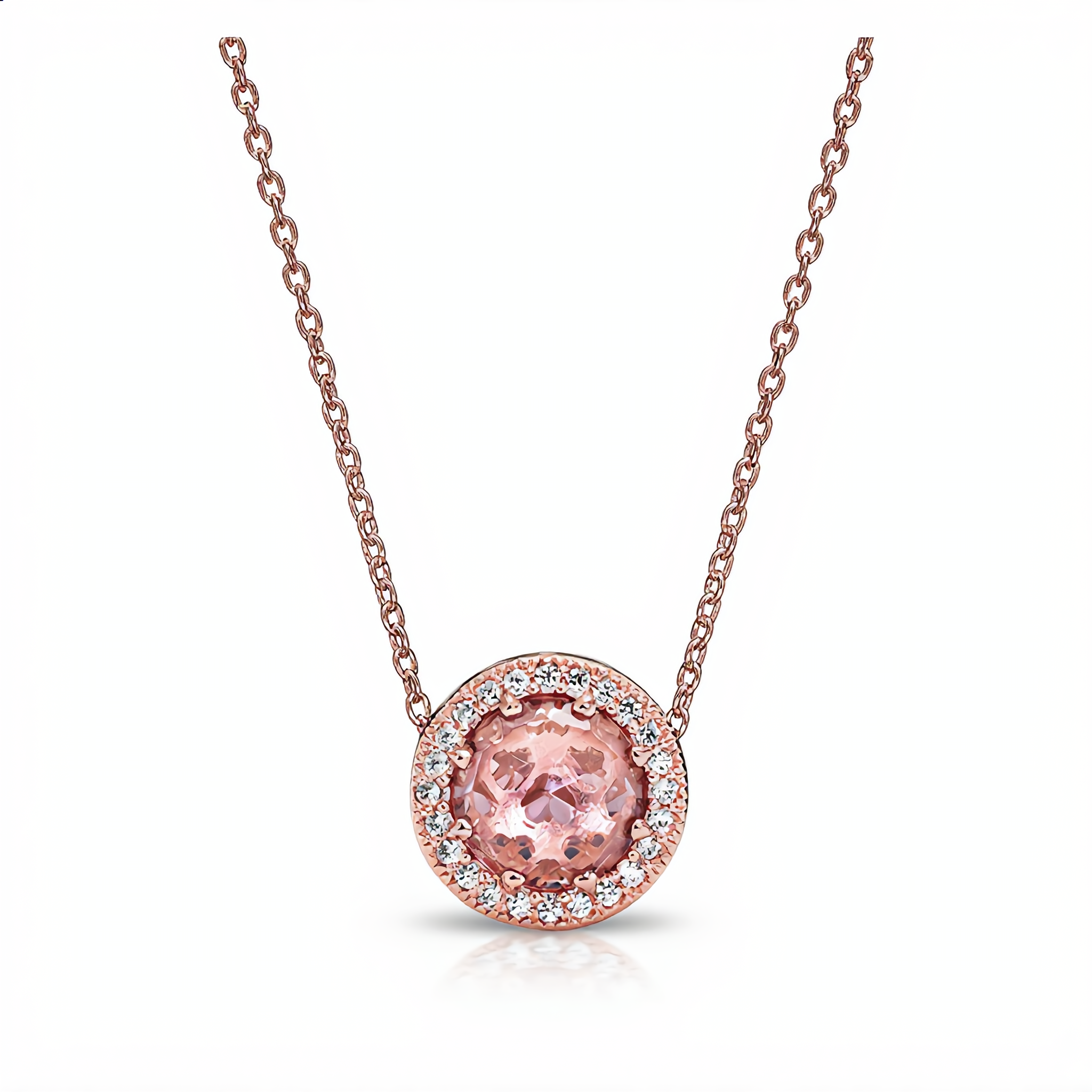 Delicate Morganite Gemstone Necklace | Rose Gold