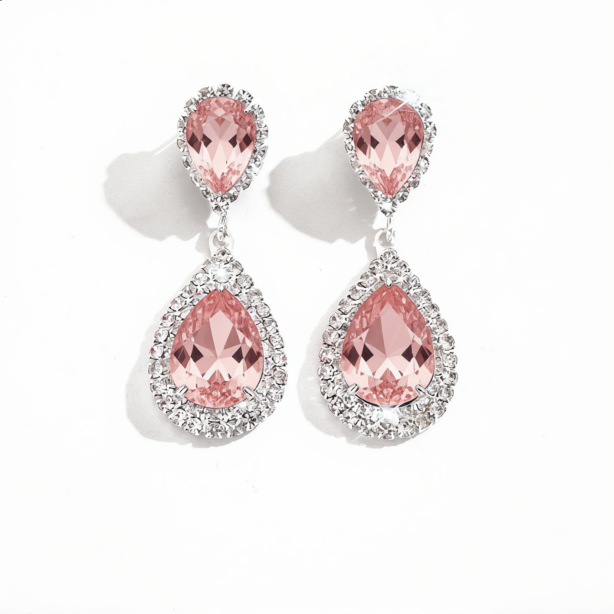 Sparkling Morganite Drop Earrings | Silver