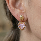 Delicate Gemstone Heart Earrings | Gold