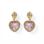 Delicate Gemstone Heart Earrings | Gold