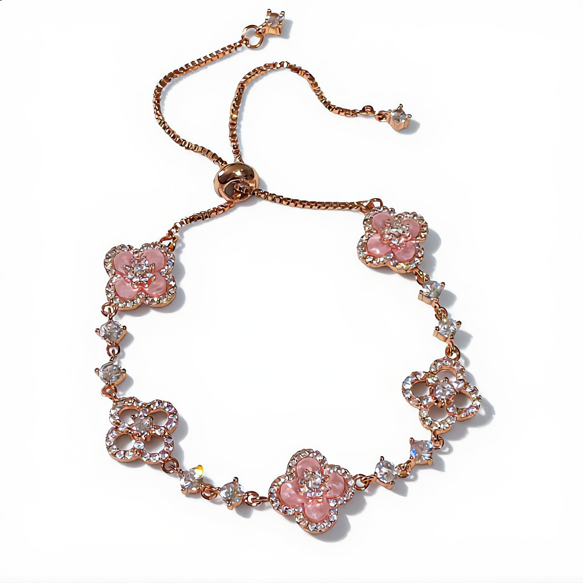 Crystal Flower Bracelet | Rose Gold