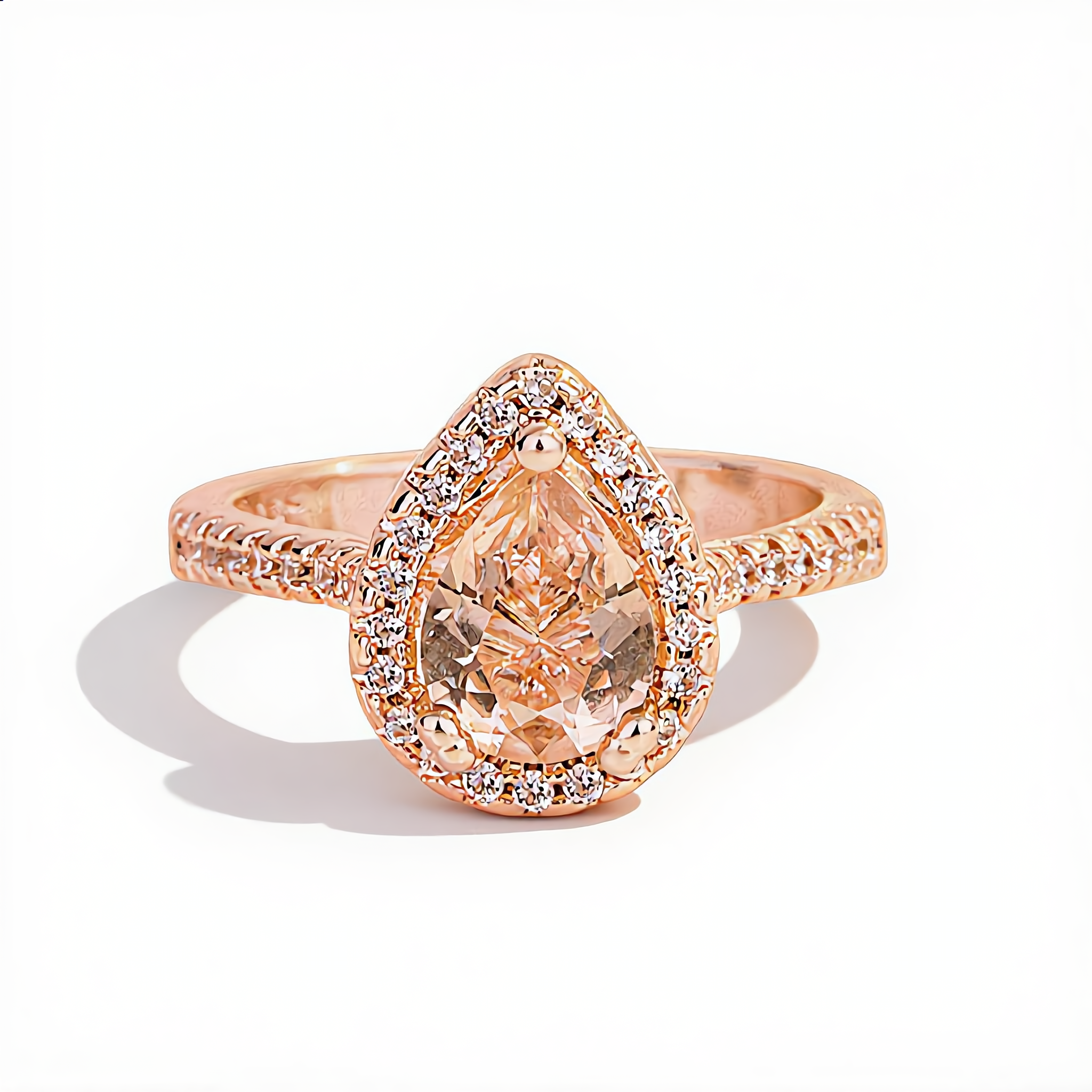 Morganite Crystal Teardrop Ring | Rose Gold